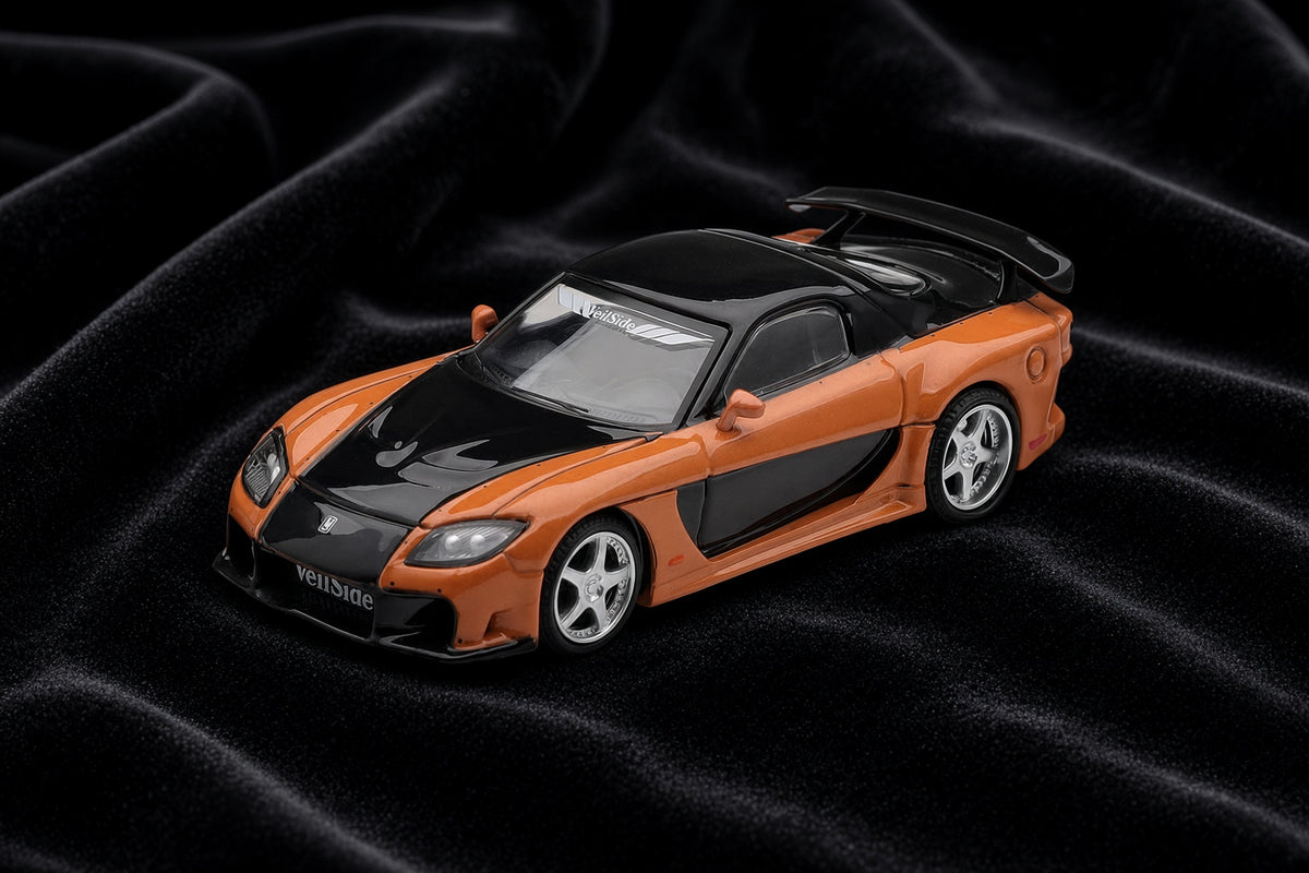 Mini GT – Mazda RX-7 VeilSide Fortune 1997 – Han's Tokyo Drift Edition – Orange Black (1:64)