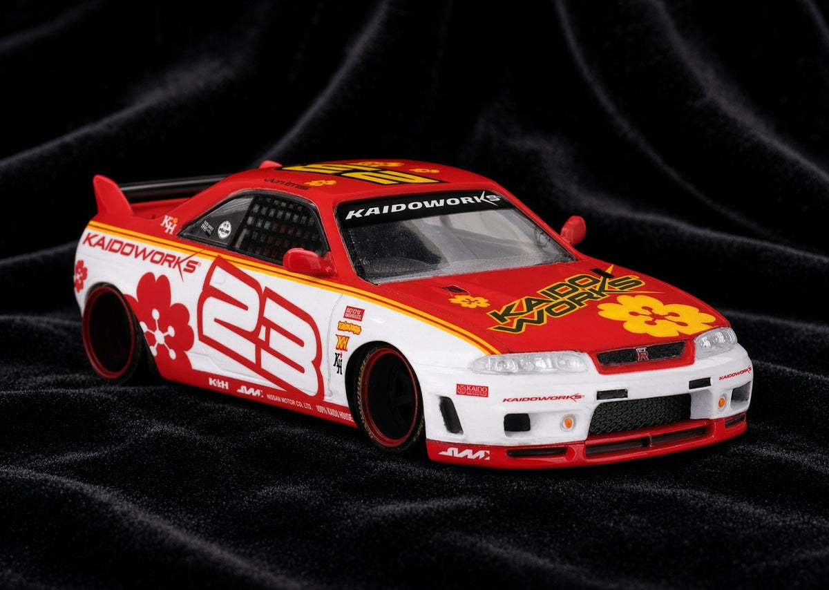 Mini GT - Nissan Skyline GTR (R33) Kaido Stock Car V1 1995 - White Red (1:64)