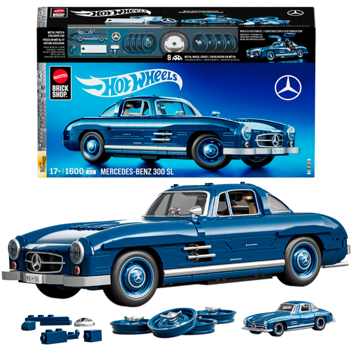 Mattel Brick Shop Hot Wheels Premium Series Mercedes-Benz 300 SL 1:12 Bausatz Originalverpackung