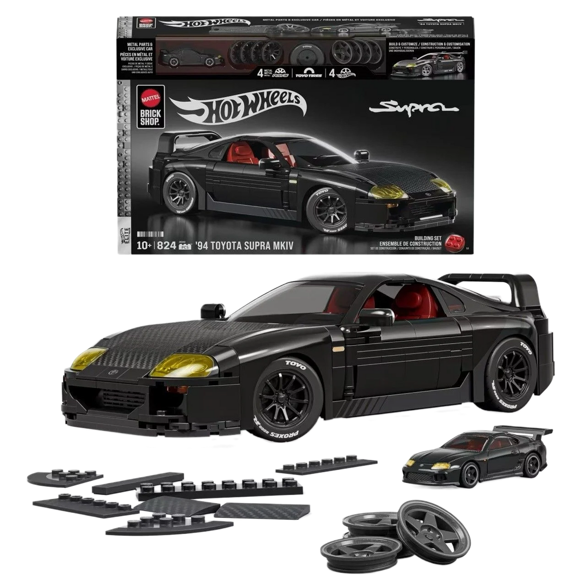 Mattel Brick Shop Hot Wheels Elite Series '94 Toyota Supra Modellauto im Maßstab 1:16 Sammlermodell